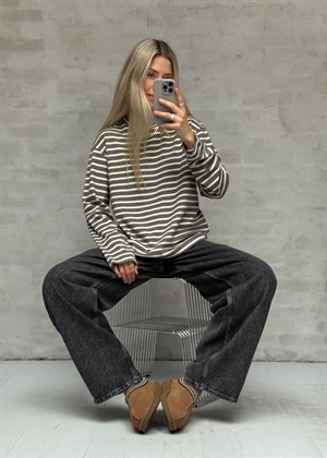 Nete stripe bluse Grey Melange/Offwhite Boii Studios 